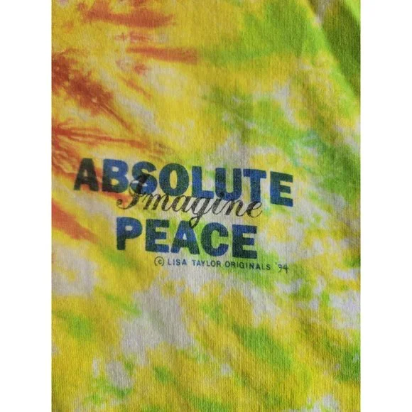Vintage Absolute Peace Lisa Taylor Shirt 1994 Size L Tie Dye Clay Hill